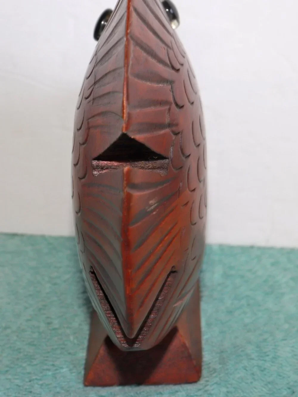 Vintage Hand Carved Wooden Fish Sculpture
